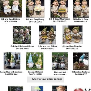 Lilly and Len Elves sitting, Garden Ornament, Gnome, Garden Fairy, Troll, Imp …