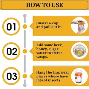 2 Packs Outdoor Wasp Trap – Solar Powered Bee Trap Outdoor – Wasp Killer for Wasp, Bees, Gnats, Hornets – Durable Bee Killer – Reusable Insect Trap and Yellow Jacket Trap